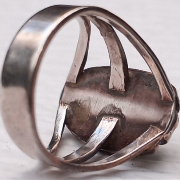 Native American Sterl.Silver Raw Turquoise Ring VINTAGE - Picture 11 of 16